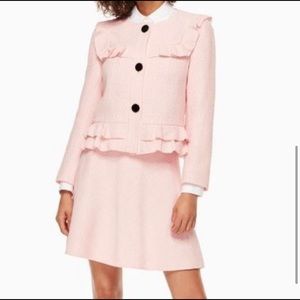 Kate Spade Ruffle Tweed Jacket Blazer Buttons Sz 2